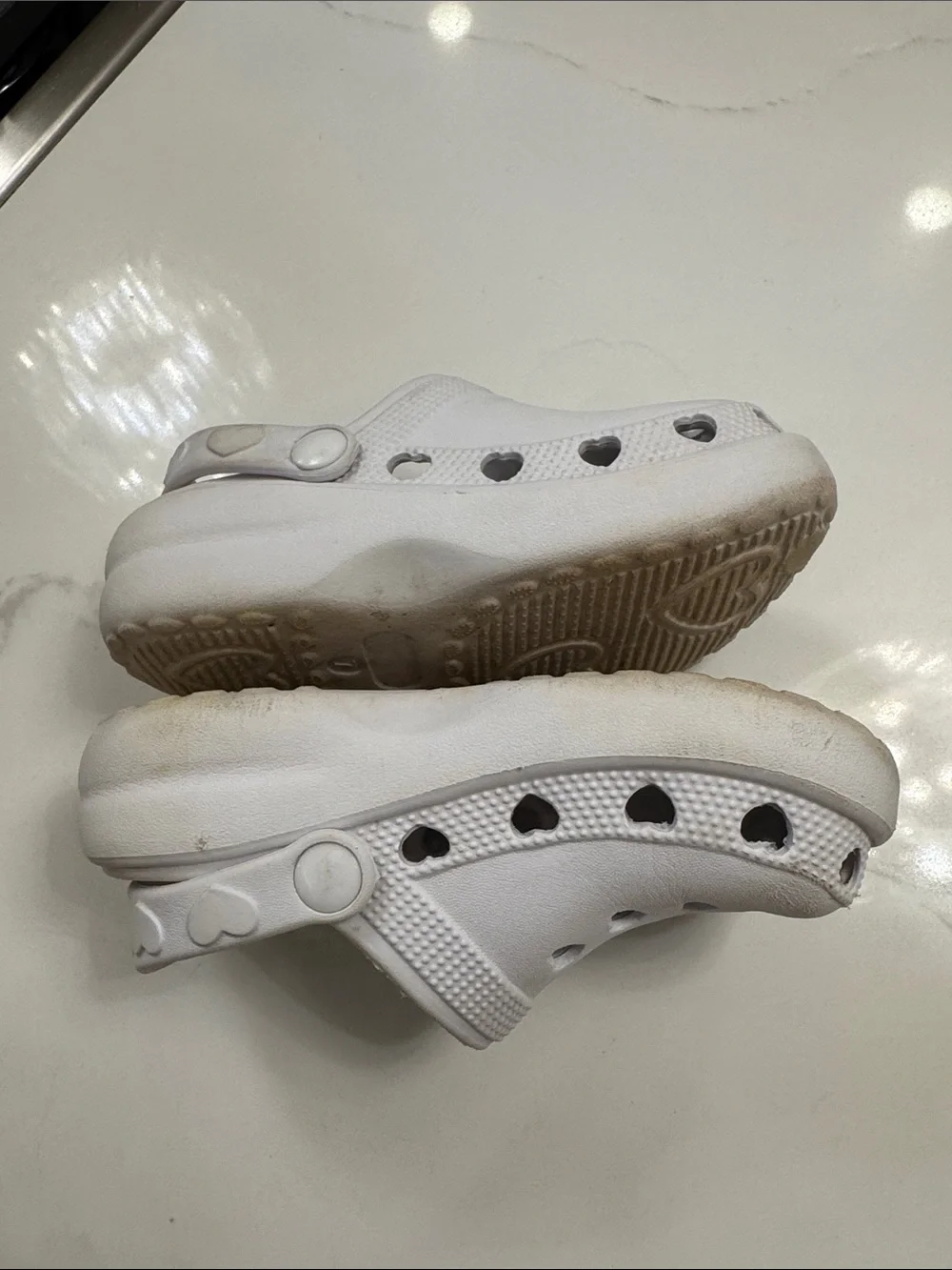 Toddler Girl White Heart Croc style shoe with Flower Charm
